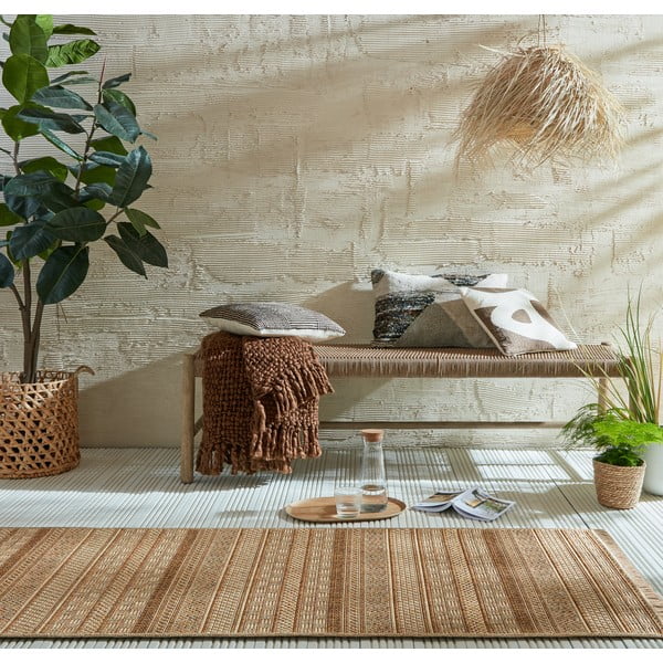 Chodnik odpowiedni na zewnątrz w naturalnym kolorze 80x230 cm Farah Stripe – Flair Rugs-image-1