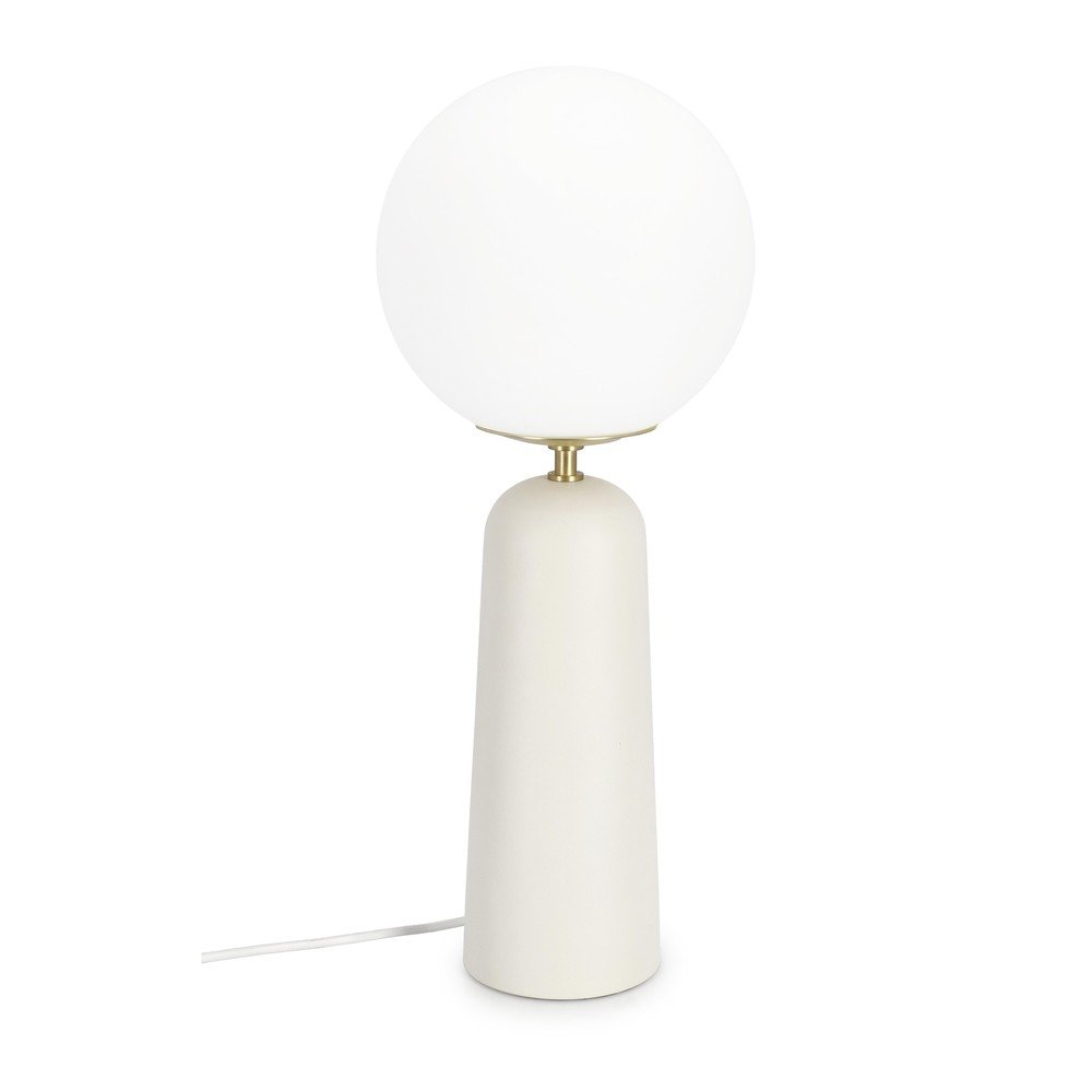 Biała metalowa lampa stołowa ze szklanym kloszem (wysokość 51 cm) Delphine – Bizzotto