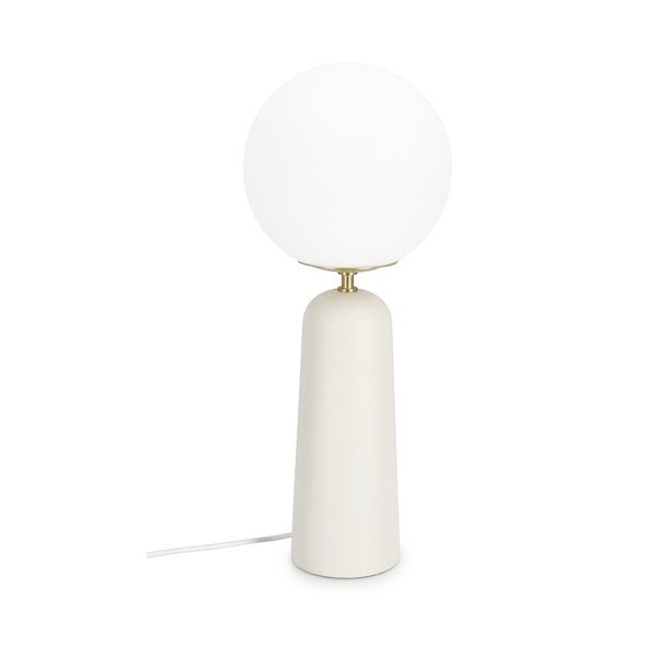 Biała metalowa lampa stołowa ze szklanym kloszem (wysokość 51 cm) Delphine – Bizzotto