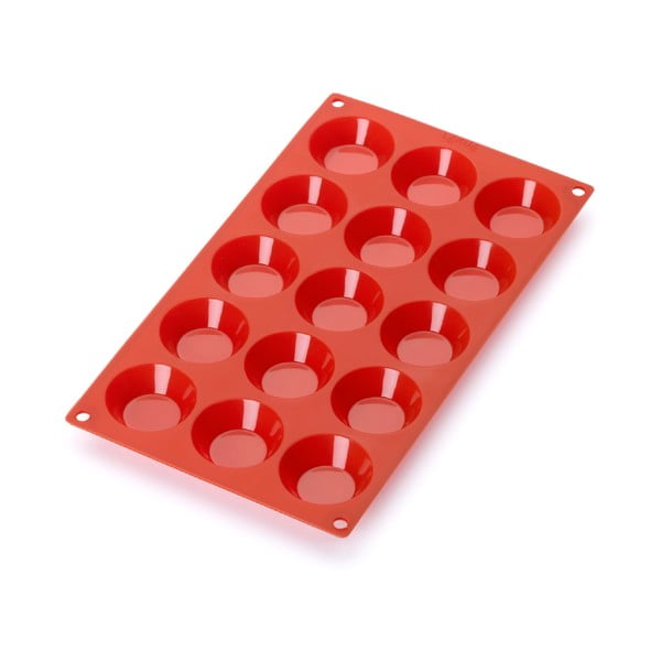 Czerwona silikonowa forma do 15 małych deserów Lékué