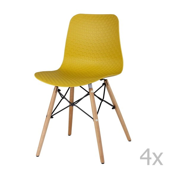 Zestaw 4 żółtych krzeseł do jadalni sømcasa Tina