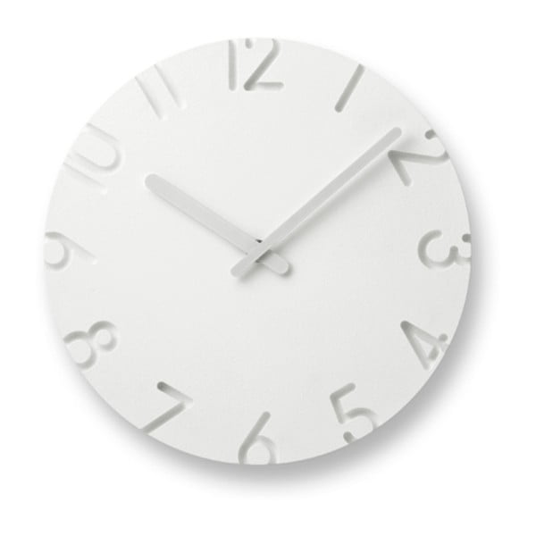 Biały zegar Lemnos Clock Carved, ⌀ 24 cm