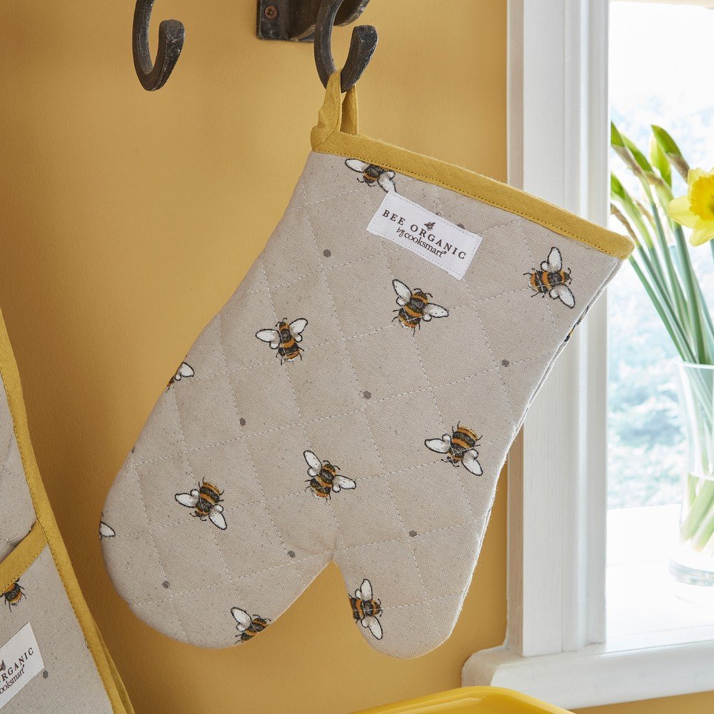 Beżowo-żółta bawełniana rękawica kuchenna Cooksmart ® Bumble Bees (zdjęcie 3)