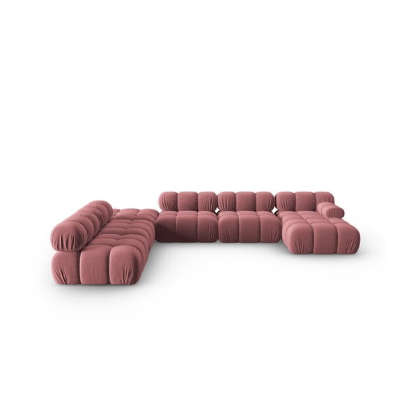 Różowa aksamitna sofa 379 cm Bellis – Micadoni Home