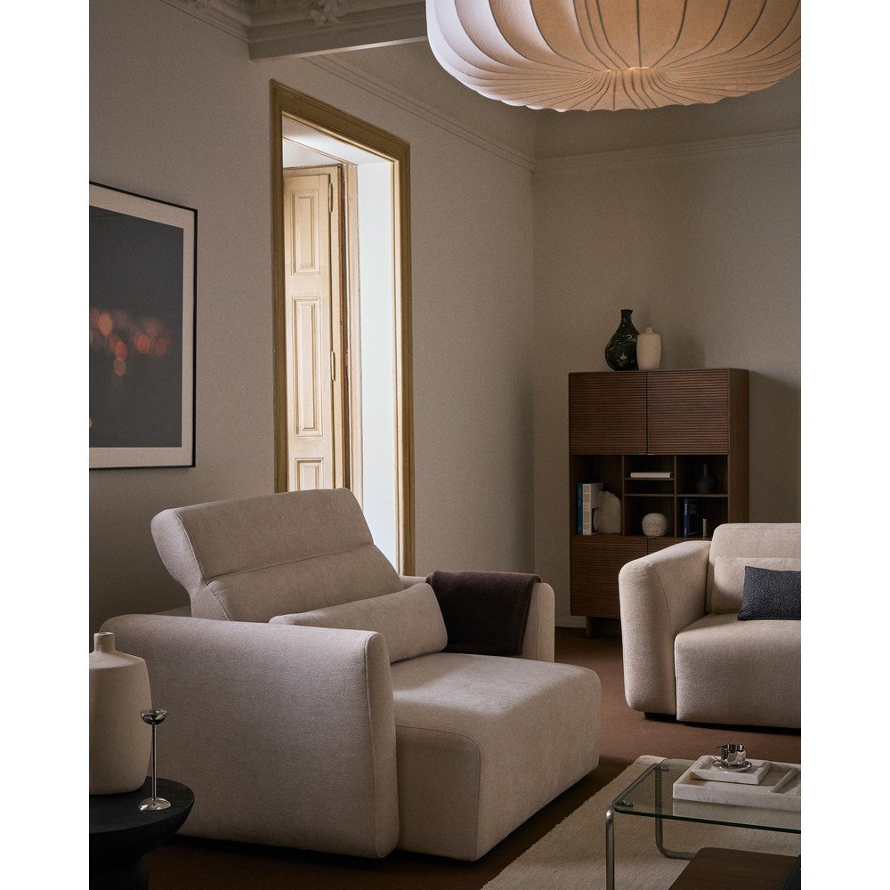 Beżowa częściowo rozkładana sofa z tkaniny szenilowej z szezlongiem 180 cm Lares – Kave Home (zdjęcie 10)