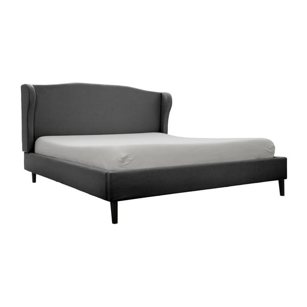 Ciemnoszare łóżko z czarnymi nogami Vivonita Windsor, 180x200 cm