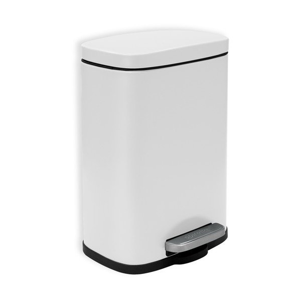 Stalowy kosz na śmieci z pedałem w matowym białym kolorze 5 l   Akira – Spirella