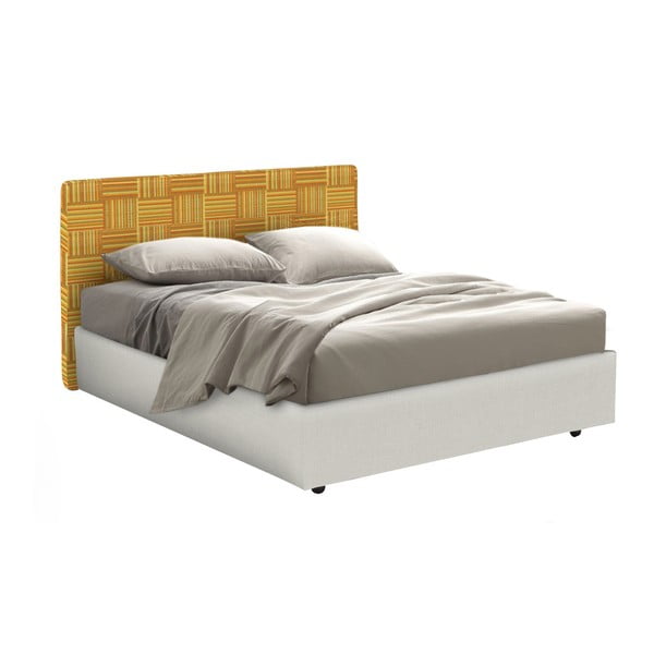 Pomarańczowo-béžove łóżko jednoosobowe ze schowkiem 13Casa Ninfea, 120x190 cm