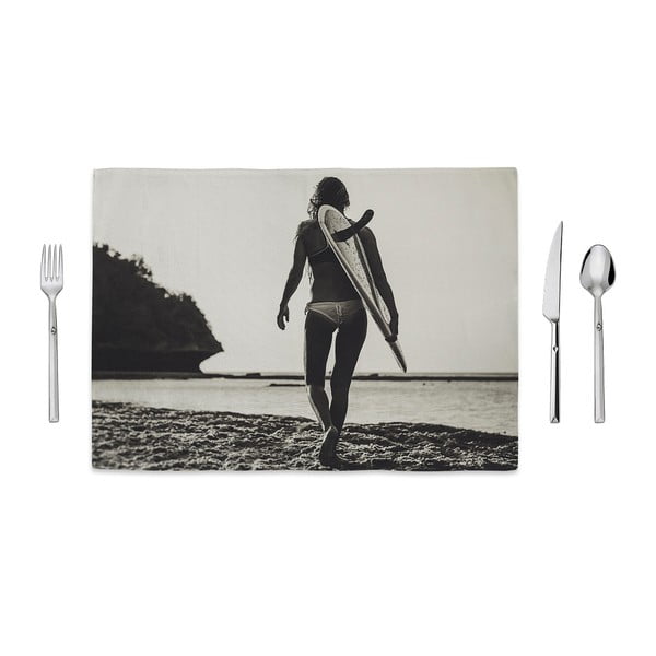 Czarno-biała mata kuchenna Home de Bleu Tropical Surf, 35x49 cm