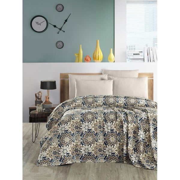 Brązowa bawełniana narzuta 200x230 cm Pique – Mila Home