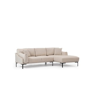 Jasnobeżowa sofa narożna Artie Leo, narożnik prawy
