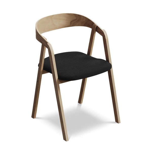 Czarny fotel jadalniany z litego drewna Erika – Makamii