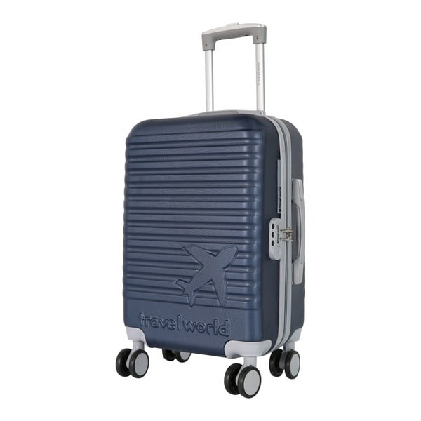 Ciemnoniebieska walizka podręczna na kółkach Travel World Aiport