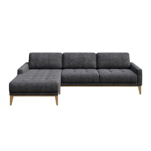 Ciemnoszara sofa z szezlongiem po lewej stronie MESONICA Musso Tufted