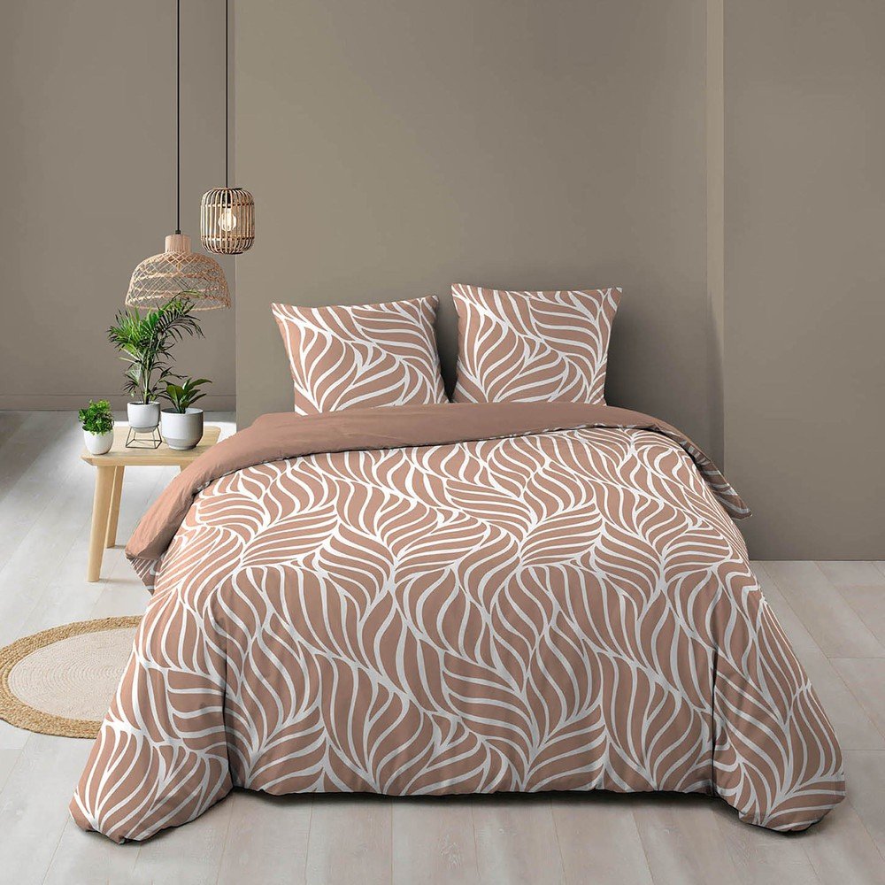 Szaroróżowa bawełniana pościel dwuosobowa 3-częściowa 240x220 cm Morgane – douceur d'intérieur