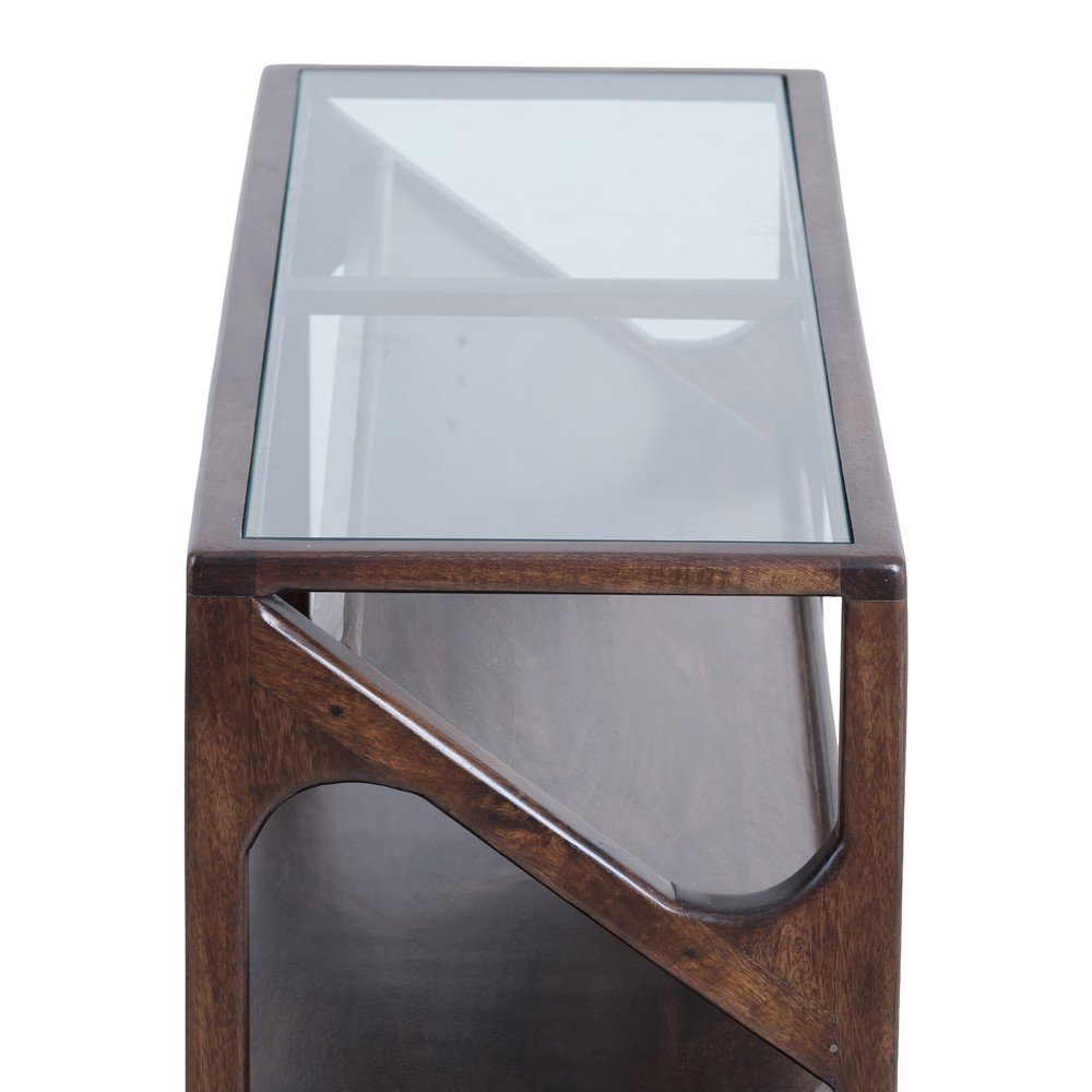 Konsola ze szklanym blatem w ciemnym naturalnym kolorze 41x119 cm Yuki – Light & Living (zdjęcie 9)