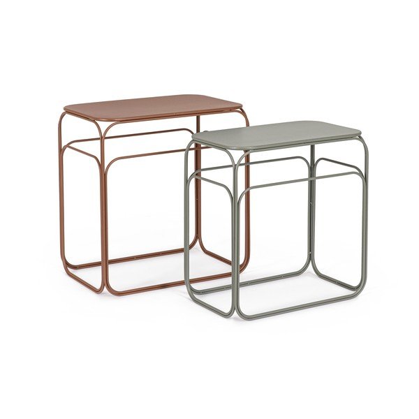 Szaro-ceglaste metalowe konsole zestaw 2 szt. 36x56 cm Clarity – Bizzotto