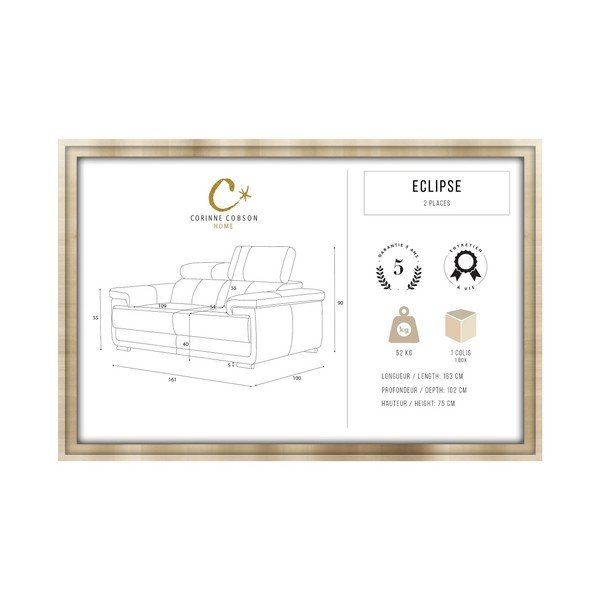 Czarna sofa 2-osobowa Corinne Cobson Eclipse-image-2