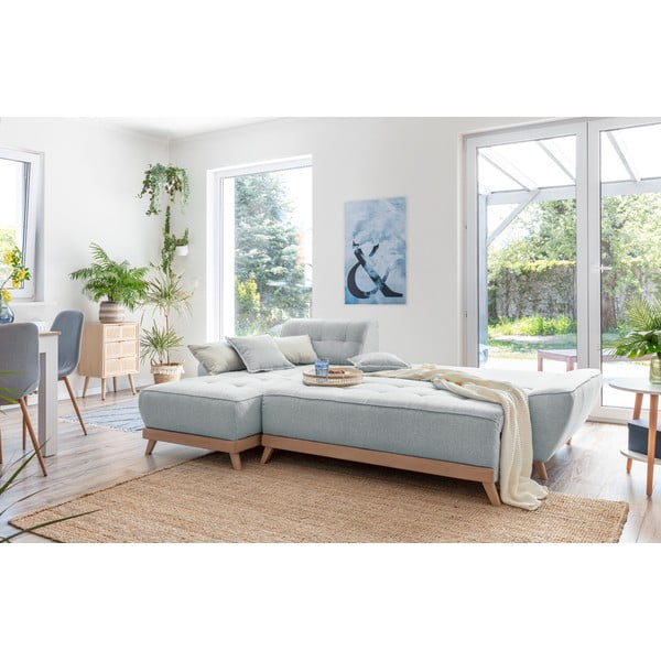 Jasnoszary rozkładany narożnik wielofunkcyjny Miuform Dazzling Daisy-image-4