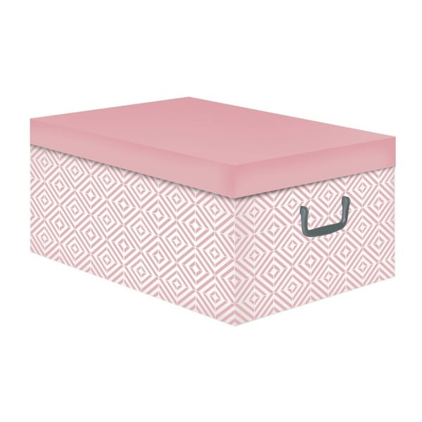 Różowe pudełko z pokrywką Compactor Cube 50x40x25 cm