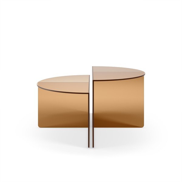 Brązowe szklane okrągłe stoliki zestaw 2 szt. ø 80 cm Velta – MOME-image-3