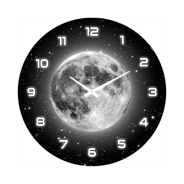 Szklany zegar Pełnia księżyca, 34 cm