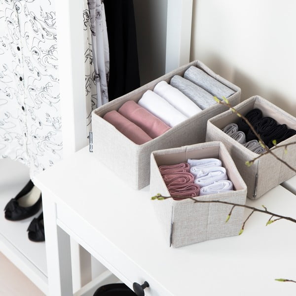 Zestaw 3 beżowych organizerów Bigso Box of Sweden Drawer-image-1