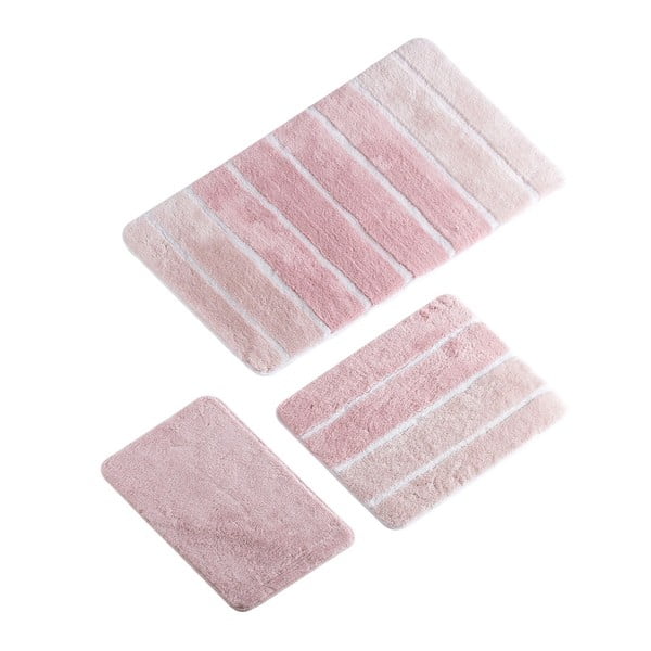 Zestaw 3 różowych dywaników łazienkowych Line Bath Mat Sima