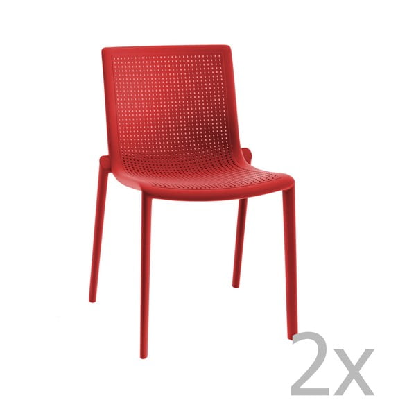 Zestaw 2 czerwonych krzeseł ogrodowych Resol Beekat Simple