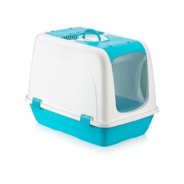 Biało-niebieska kuweta dla kota Petpetite