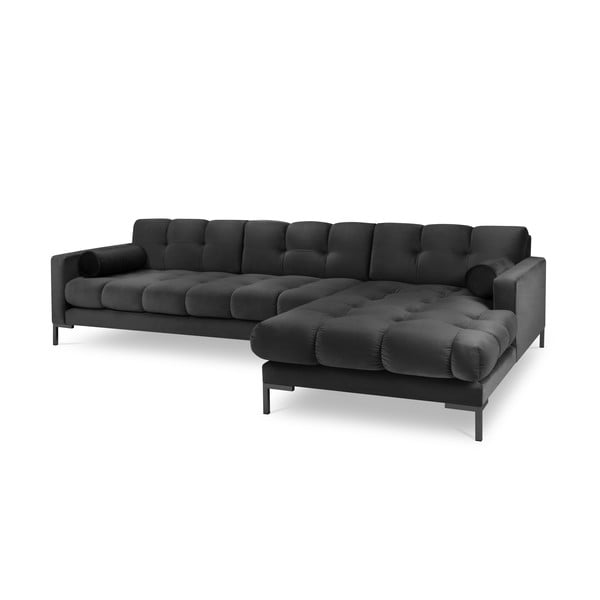 Ciemnoszary aksamitny narożnik Cosmopolitan Design Bali, prawostronny-image-3