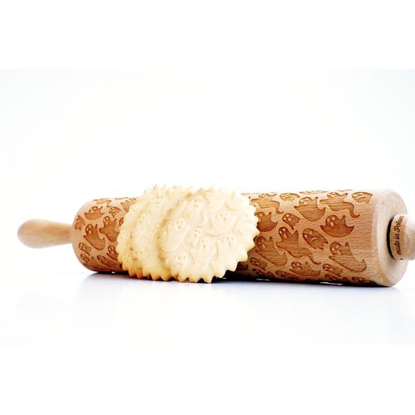 Drewniany grawerowany wałek do ciasta Valek Ghosts-image-3