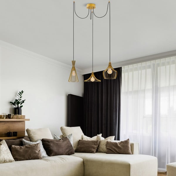 Lampa wisząca w kolorze złota z metalowym kloszem Mezopotamya – Opviq lights-image-1