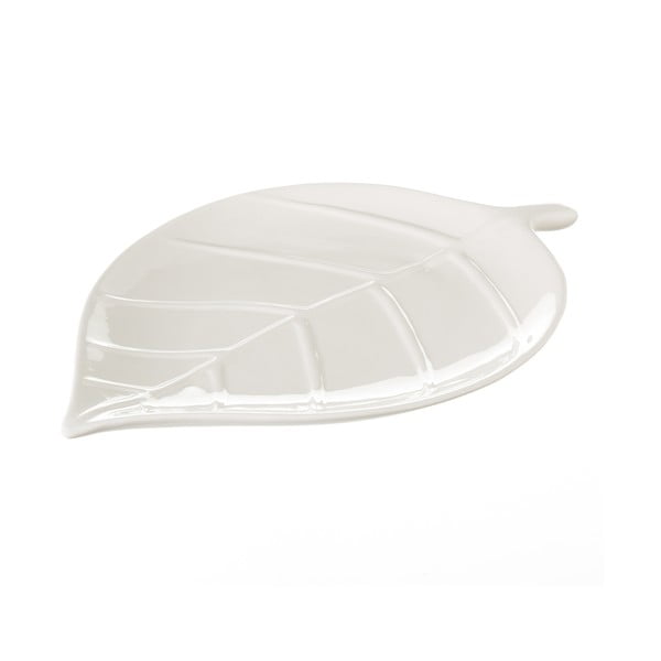 Biały półmisek ceramiczny Unimasa Leaf, dł. 31,5 cm