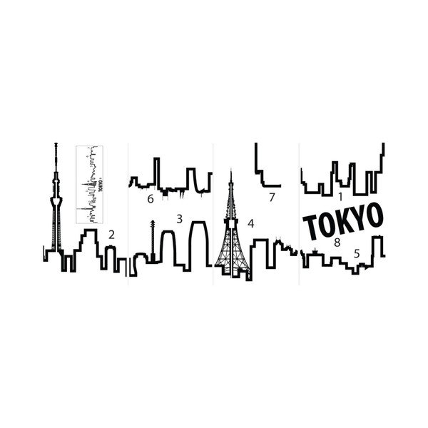 Naklejka ścienna w kształcie konturów miasta Ambiance Tokyo-image-2