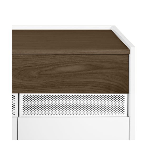 Biała komoda z elementami w dekorze drewna orzechowego TemaHome Radio-image-3