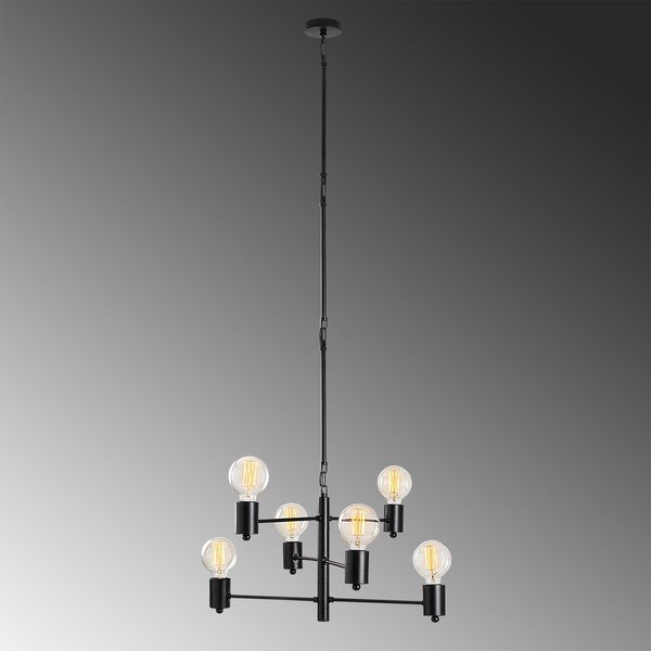 Czarna lampa wisząca z 6 kloszami Opviq lights Hexa Long-image-1
