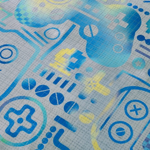 Szare prześcieradło dziecięce jednoosobowe/na wysoki materac z mikrowłókna z gumką 90x190 cm Gamer – Catherine Lansfield-image-2