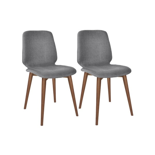 Komplet 2 szarych krzeseł z nogami z litego drewna orzechowego WOOD AND VISION Basic