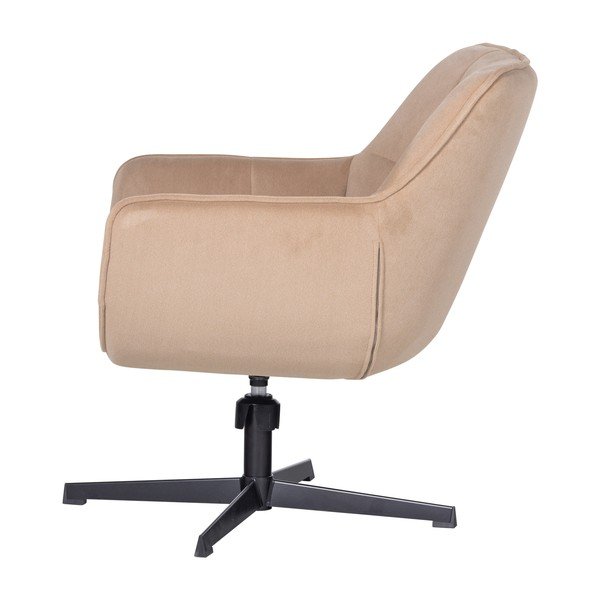 Beżowy obrotowy aksamitny fotel Wibo – WOOOD-image-3
