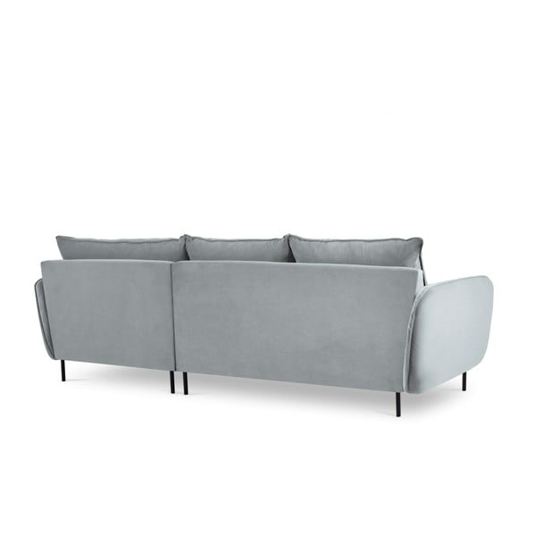Jasnoszara narożna aksamitna sofa prawostronna Cosmopolitan Design Vienna-image-3