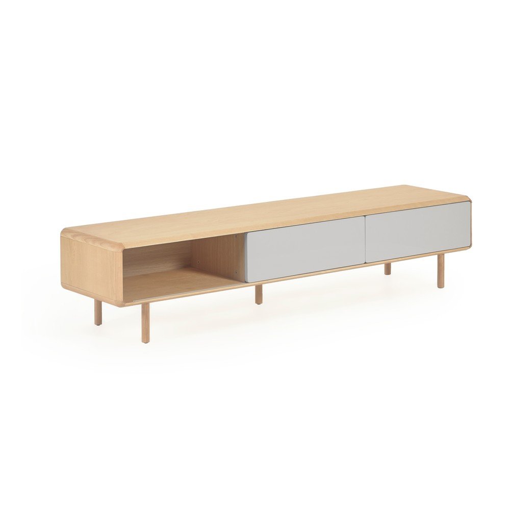 Szaro-naturalna szafka pod TV w dekorze jesionu 180x41x42 cm Anielle – Kave Home (zdjęcie 6)