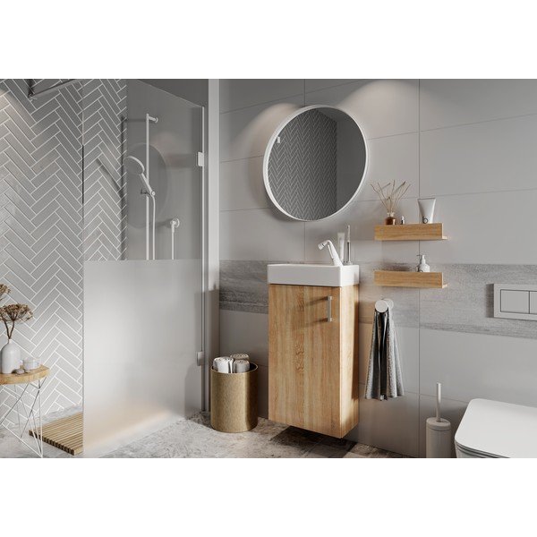 Niska wisząca szafka pod umywalkę w dekorze dębu 40x79 cm Oia – STOLKAR-image-1