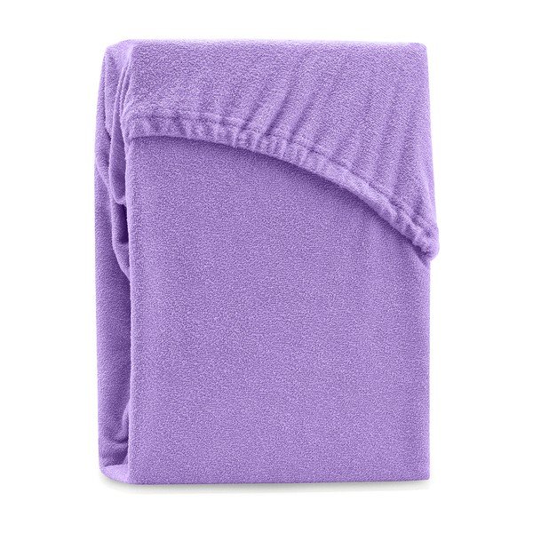 Fioletowe prześcieradło elastyczne z dużym dodatkiem bawełny AmeliaHome Ruby, 200x120-140 cm-image-1