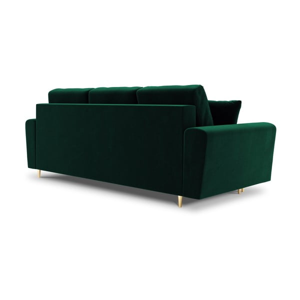 Zielona aksamitna rozkładana sofa ze schowkiem 235 cm Kyoto – Cosmopolitan Design-image-3