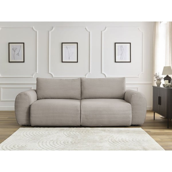 Jasnoszarobeżowa sztruksowa rozkładana sofa 257 cm Lucien – Bobochic Paris-image-1