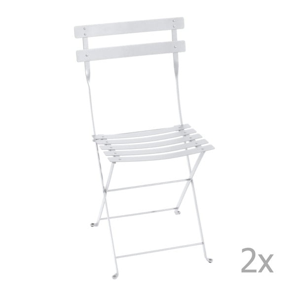 Komplet 2 białych składanych krzeseł ogrodowych Fermob Bistro