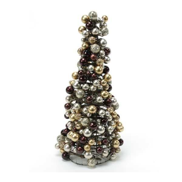Brązowa choinka dekoracyjna ze srebrnymi elementami Ixia Tree, wys. 35 cm