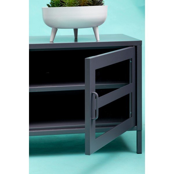 Szara stalowa szafka pod TV 150x50x45 cm Acier – Premier Housewares-image-4