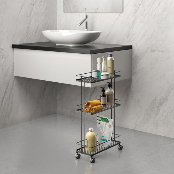 Stalowy regał na kółkach w kolorze matowej czerni 38x62x16 cm Lava – Metaltex-image-2